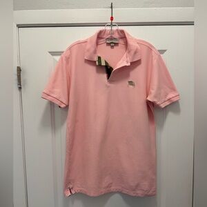 Burberry Check Placket Cotton Polo Shirt In Alabaster Pink